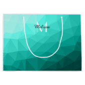 Aqua Türkis Gradient Geometric Mesh Monogram Große Geschenktüte (Vorderseite)