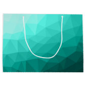 Aqua Türkis Gradient Geometric Mesh Monogram Große Geschenktüte (Rückseite)