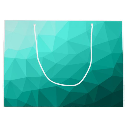 Aqua Türkis Gradient Geometric Mesh Monogram Große Geschenktüte (Rückseite)