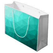 Aqua Türkis Gradient Geometric Mesh Monogram Große Geschenktüte (Rückseite Schrägansicht)