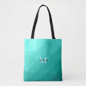 Aqua Türkis Gradient Geometric Mesh Monogram Tasche (Vorderseite)