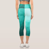 Aqua Türkis Gradient Geometric Mesh Pattern Capri Leggings (Rückseite)