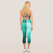 Aqua Türkis Gradient Geometric Mesh Pattern Capri Leggings (Rückseite)
