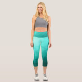 Aqua Türkis Gradient Geometric Mesh Pattern Capri Leggings (Vorderseite)