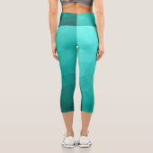 Aqua Türkis Gradient Geometric Mesh Pattern Capri Leggings (Rückseite)