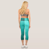 Aqua Türkis Gradient Geometric Mesh Pattern Capri Leggings (Rückseite)