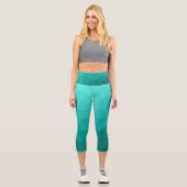 Aqua Türkis Gradient Geometric Mesh Pattern Capri Leggings (Vorderseite)