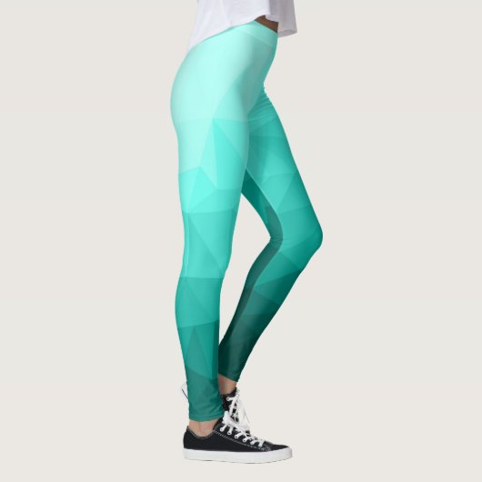 Aqua Türkis Gradient Geometric Mesh Pattern Leggings (Rechts)