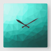 Aqua Türkis Gradient Geometric Mesh Pattern Quadratische Wanduhr (Vorderseite)