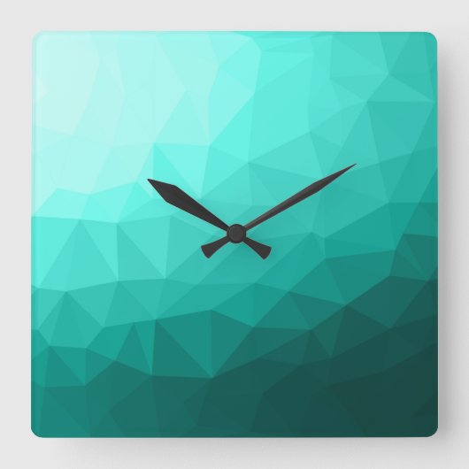 Aqua Türkis Gradient Geometric Mesh Pattern Quadratische Wanduhr (Vorderseite)