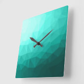 Aqua Türkis Gradient Geometric Mesh Pattern Quadratische Wanduhr (Winkel)