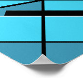 Aqua Türkis Grau mit schwarzem Diagonaldesign Poster (Ecke)