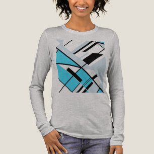 Aqua Türkis Grau mit schwarzem Diagonaldesign Tri-Blend Shirt