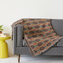 Aqua Türkis Grün Orange Taupe Beige Stammeskunst