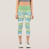 Aqua Türkis Limes Grüne Mineralien Muster Capri Leggings (Vorderseite)