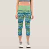 Aqua Türkis Limes Grüne Mineralien Muster Capri Leggings (Vorderseite)