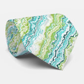 Aqua Türkis Limes Grüne Mineralien Muster Krawatte (Gerollt)