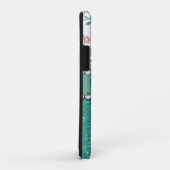 Aqua-Türkis-Monogramm-Blumen-Glitzer-Muster Case-Mate iPhone Hülle (Hinten/Rechts)