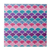 Aqua türkis rosa lila Meerjungwaagen Fliese (Vorderseite)