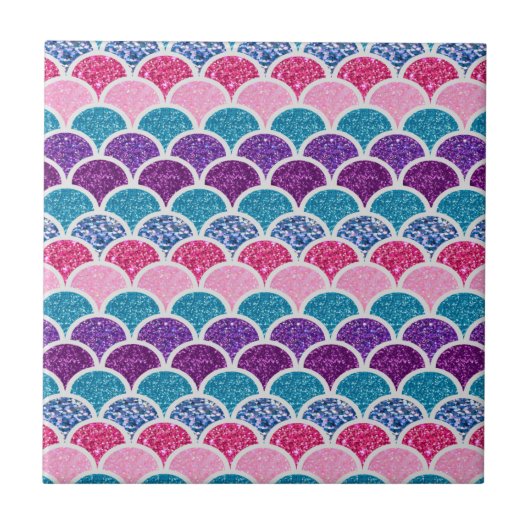 Aqua türkis rosa lila Meerjungwaagen Fliese (Vorderseite)