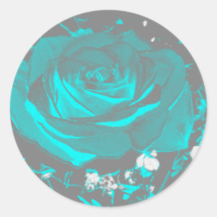 Aqua Türkis Rose Rose Blüten Blume Blume Runder Aufkleber