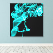 Aqua/Türkis Schwarz Modernes Fraktal Leinwanddruck (Insitu (Holzboden))