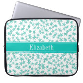 Aqua Türkis Stars Weiße BG, Aquamarine Bezeichnung Laptopschutzhülle (Vorderseite)