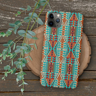 Aqua Türkis Terrakotta Gebranntes Orange Stammesku iPhone 16 Pro Max Hülle