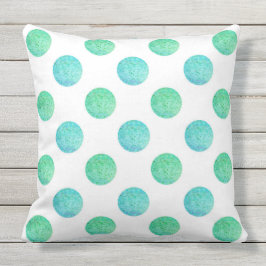 Aqua Türkis Textured Watercolor Polka Dots Kissen