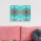 Aqua Türkis und Grau Abstrakt Moderner Stone Look Leinwanddruck (Insitu (Wohnzimmer))