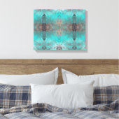 Aqua Türkis und Grau Abstrakt Moderner Stone Look Leinwanddruck (Insitu (Schlafzimmer))