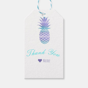 Aqua Türkis und Lila Ananas Tropisches Chic-Party Geschenkanhänger