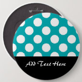 Aqua Türkis und White Polka Dot Muster Button (Vorne & Hinten)