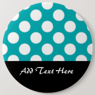 Aqua Türkis und White Polka Dot Muster Button