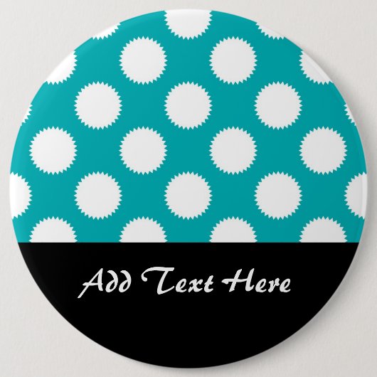 Aqua Türkis und White Polka Dot Muster Button (Vorderseite)