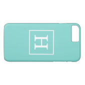 Aqua Türkis White Gerahmt Initial Monogram Case-Mate iPhone Hülle (Rückseite (Horizontal))