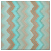 Aqua Türkise Blue Brown Ikat Zigzag Muster Stoff (Muster)