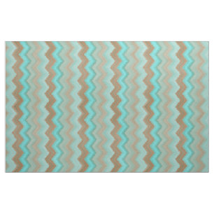 Aqua Türkise Blue Brown Ikat Zigzag Muster Stoff