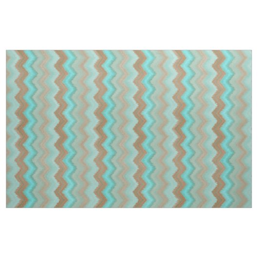 Aqua Türkise Blue Brown Ikat Zigzag Muster Stoff (Fat Quarter (45,7 x 55,9 cm))