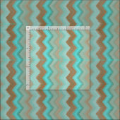 Aqua Türkise Blue Brown Ikat Zigzag Muster Stoff (Kachel)