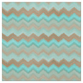 Aqua Türkise Blue Brown Ikat Zigzag Muster Stoff (Nahaufnahme)