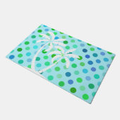 Aqua Türkise Blue Lime Green Punkte Muster Fußmatte (Schrägansicht)