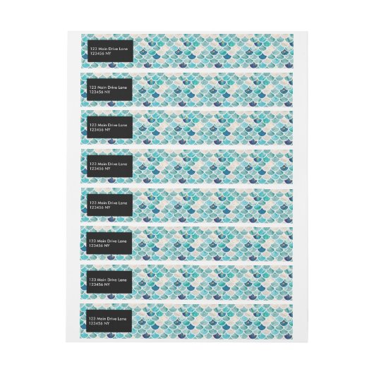Aqua-Türkismarmormeerjungfrau-Fischskalen Rundum-Adressaufkleber (Bogen)