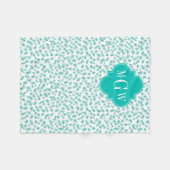 Aqua/Turq Weißsteine Aquamarin Quatrefolie 3 Monog Fleecedecke (Vorderseite (Horizontal))