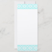 Aqua Turquiose Navy Blue Damask Einladung (Rückseite)