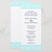 Aqua Turquiose Navy Blue Damask Einladung (Vorne/Hinten)