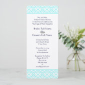 Aqua Turquiose Navy Blue Damask Einladung (Stehend Vorderseite)