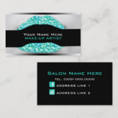 Aqua Turquoi Diamond Bling Make-up Artist Biz Card Visitenkarte (Vorne/Hinten)