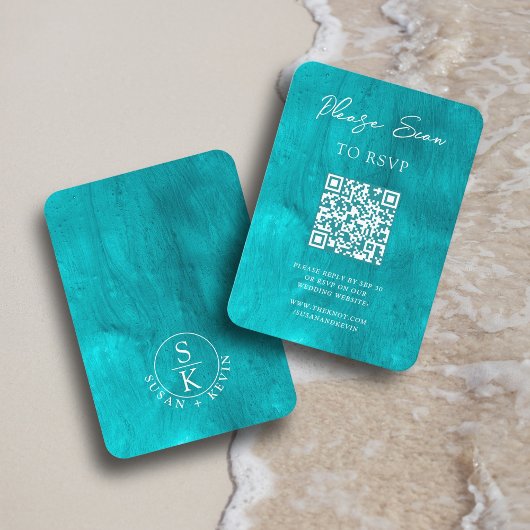 Aqua Turquoise & Aquamarin Watercolor Website QR C Begleitkarte