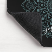 Aqua Turquoise & Black Mandala w Calligraphy Name Mousepad (Ecke)